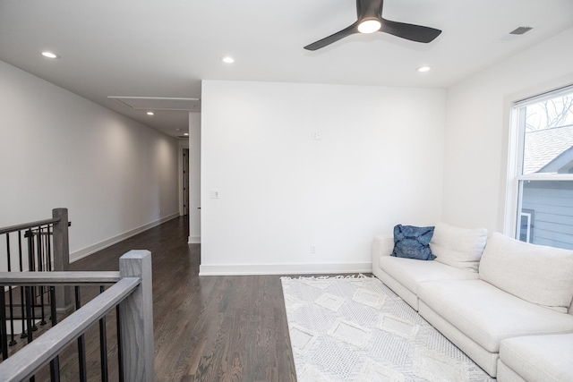 3509B Wrenwood Ave, Nashville, TN 37205 - living area featuring visible vents, recessed lighting, attic access, and wood finished floors