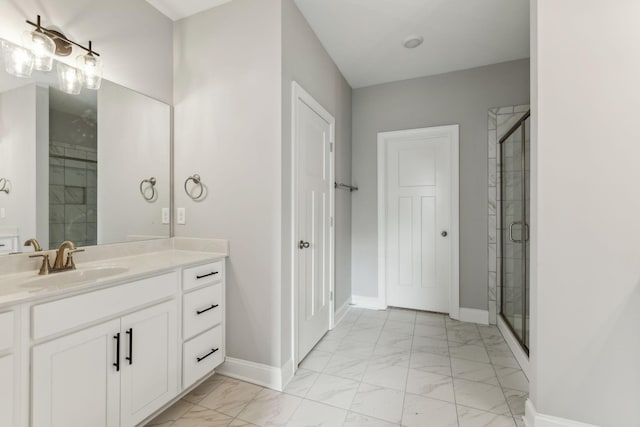 560 Twyla Dr, Lebanon, TN 37087 - bathroom with marble finish floors, vanity, and a stall shower