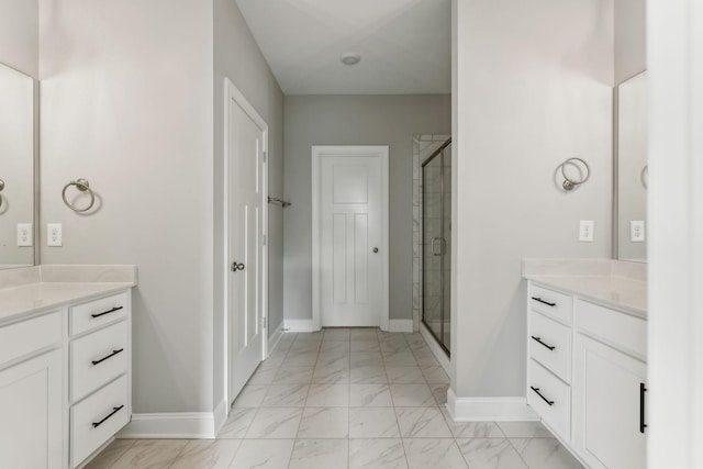 560 Twyla Dr, Lebanon, TN 37087 - full bath featuring marble look tile flooring, vanity, and a shower stall