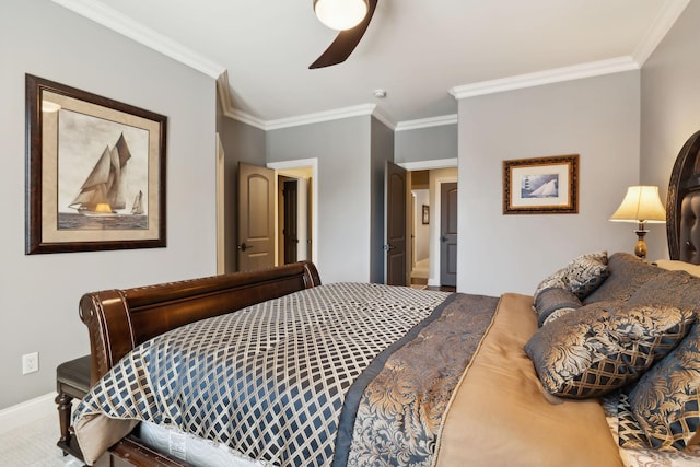 1499 Boardwalk Pl, Gallatin, TN 37066 - bedroom featuring baseboards, crown molding, and ceiling fan