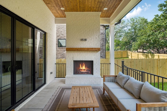 4201A Belmont Blvd, Nashville, TN 37215 - view of patio featuring an outdoor living space with a fireplace and fence