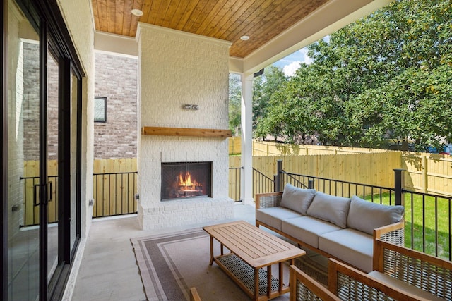 4201A Belmont Blvd, Nashville, TN 37215 - view of patio / terrace featuring an outdoor living space with a fireplace and fence