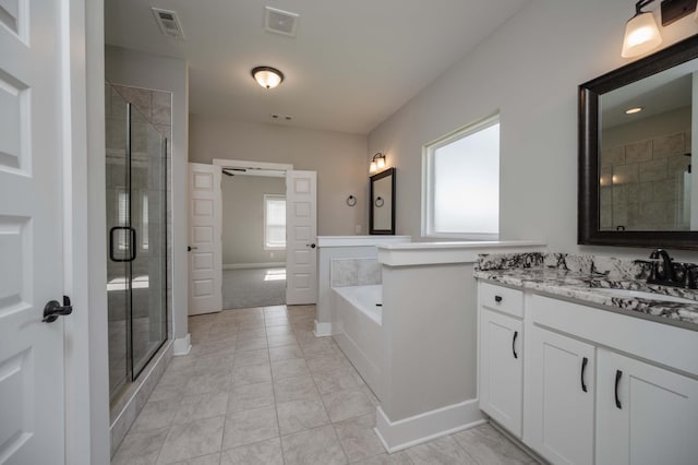 4302 Peacemill Ln, Murfreesboro, TN 37128 - bathroom with vanity, a shower stall, and a bath