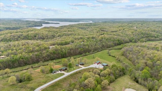 229 Blackhawk Ct, Waverly, TN 37185 - aerial view featuring a forest view and a water view