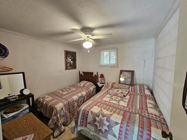 50 Deaton Ln, Parsons, TN 38363 - bedroom with a textured ceiling, crown molding, and a ceiling fan
