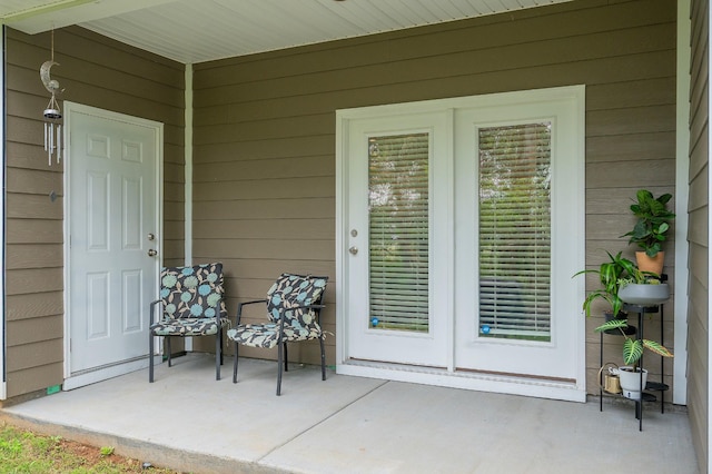 property entrance with french doors