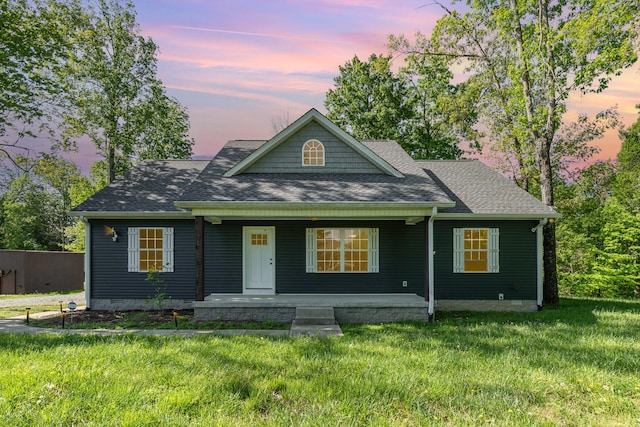 166 Mount Vernon Church Rd, Bethpage, TN 37022 - view of front of house featuring a lawn, crawl space, a shingled roof, and covered porch