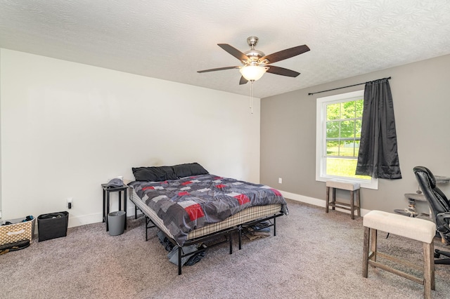 166 Mount Vernon Church Rd, Bethpage, TN 37022 - carpeted bedroom with baseboards, ceiling fan, and a textured ceiling