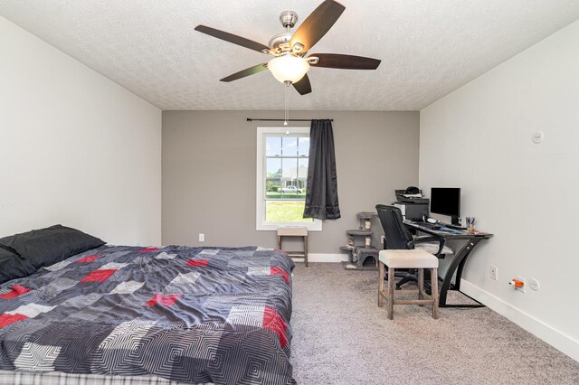 166 Mount Vernon Church Rd, Bethpage, TN 37022 - bedroom with carpet flooring, a textured ceiling, ceiling fan, and baseboards