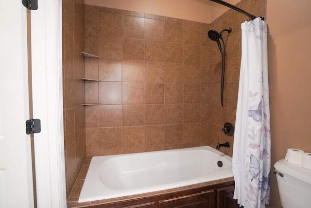 full bath featuring shower / tub combo and toilet