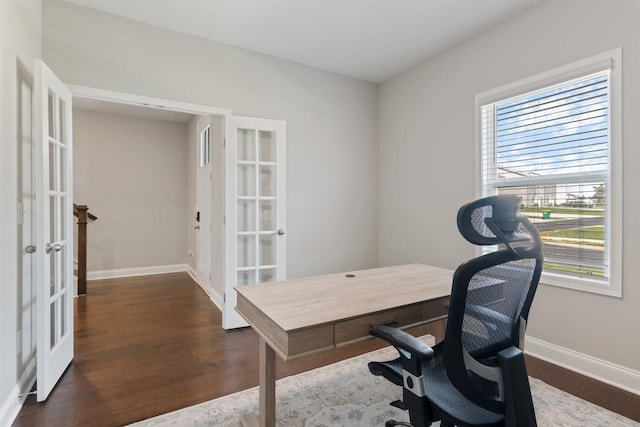 565 Kipton Trl, Lebanon, TN 37087 - office with french doors, baseboards, and dark wood finished floors
