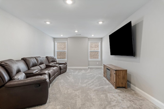565 Kipton Trl, Lebanon, TN 37087 - living area featuring light carpet, recessed lighting, and baseboards