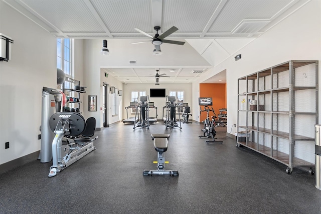 565 Kipton Trl, Lebanon, TN 37087 - workout area featuring visible vents, a ceiling fan, and baseboards