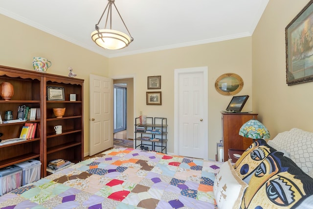 bedroom featuring crown molding