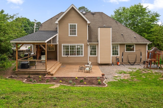 2321 Chimney Hills Dr, Soddy Daisy, TN 37379 - rear view of property with a patio area, a wooden deck, and a shingled roof
