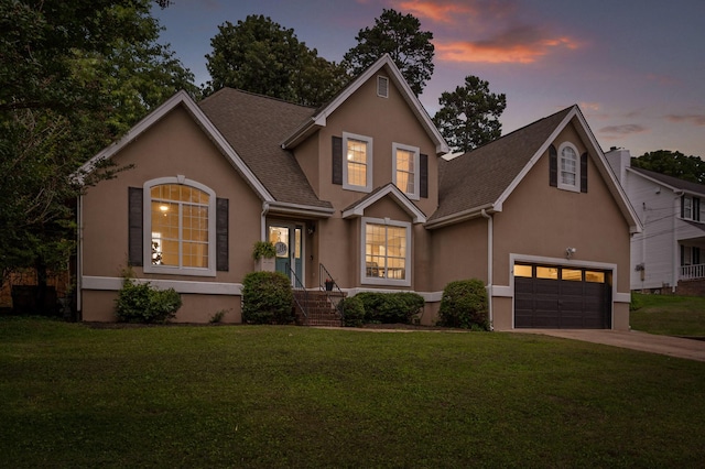 2321 Chimney Hills Dr, Soddy Daisy, TN 37379 - traditional home featuring stucco siding and a lawn