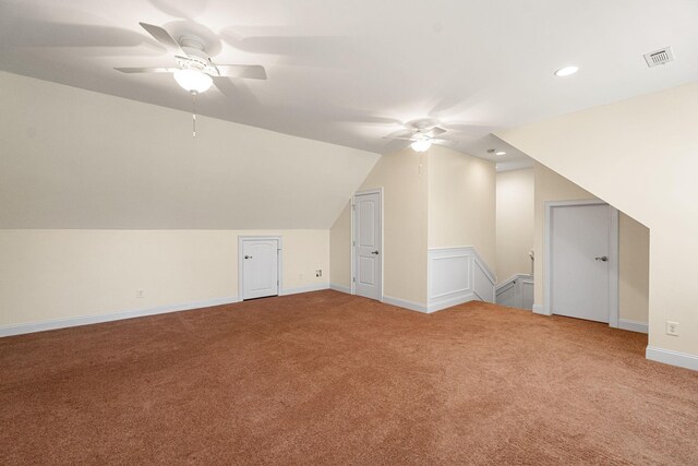 203 Tom Robinson Rd, Franklin, TN 37064 - bonus room with ceiling fan, carpet, visible vents, recessed lighting, and lofted ceiling