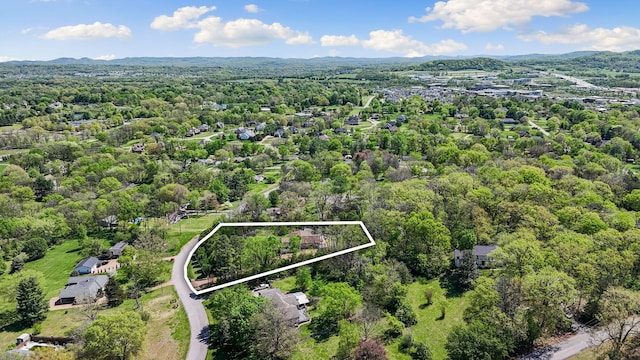 203 Tom Robinson Rd, Franklin, TN 37064 - drone / aerial view featuring a wooded view and a mountain view