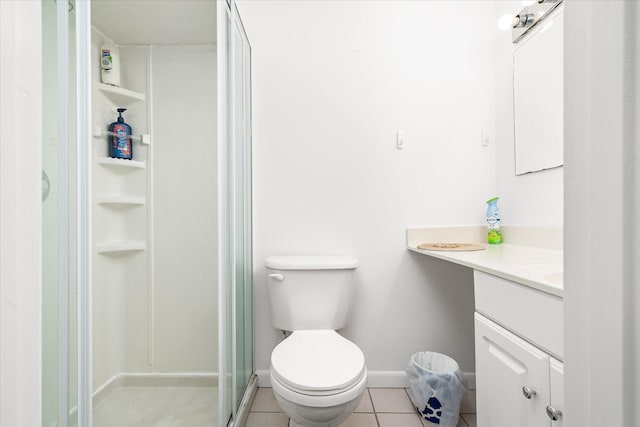 13 Wilshire Heights Dr, Crossville, TN 38558 - bathroom featuring vanity, baseboards, tile patterned floors, an enclosed shower, and toilet