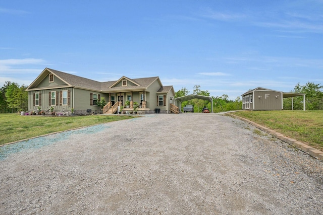 520 Young Rd, Waverly, TN 37185 - view of front of property with driveway, a porch, a front lawn, and a carport