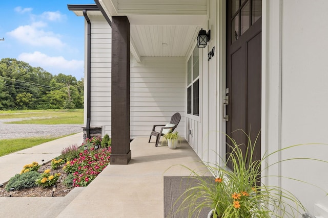 view of patio featuring covered porch