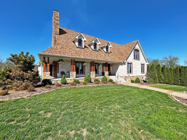 110 Giles Ln, Gallatin, TN 37066 - view of front of property with a chimney, a front lawn, and a porch