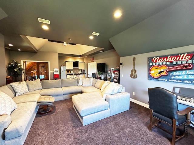 110 Giles Ln, Gallatin, TN 37066 - living area with recessed lighting, visible vents, and dark carpet