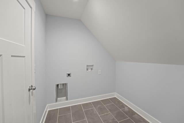 laundry area featuring laundry area, baseboards, hookup for a washing machine, and electric dryer hookup