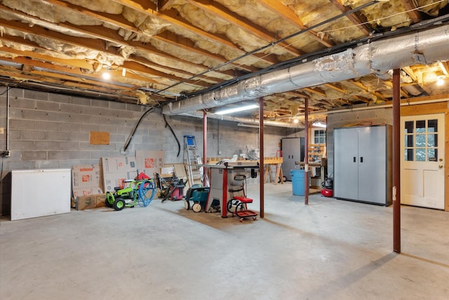 view of unfinished basement