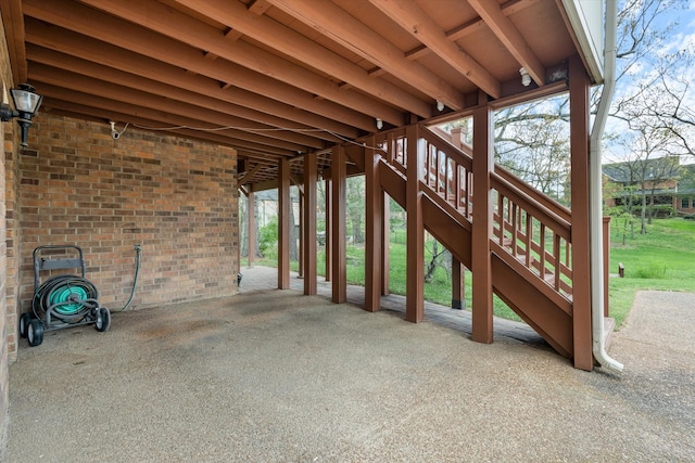 view of patio / terrace with stairway