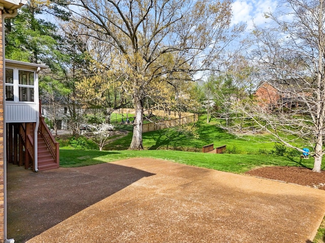 view of yard featuring stairs
