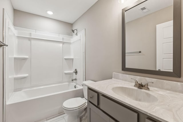 48 Gratton Ests, Clarksville, TN 37043 - full bath with shower / bathtub combination, vanity, tile patterned flooring, visible vents, and toilet