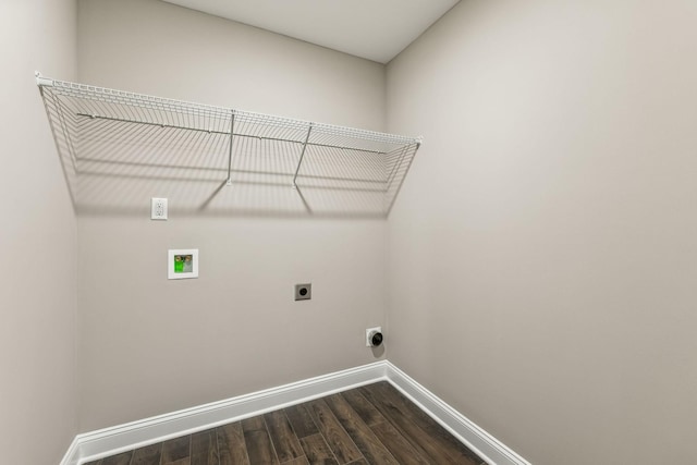 48 Gratton Ests, Clarksville, TN 37043 - laundry room with electric dryer hookup, baseboards, dark wood-style floors, laundry area, and hookup for a washing machine
