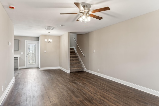 48 Gratton Ests, Clarksville, TN 37043 - interior space featuring dark wood-type flooring, baseboards, and stairs