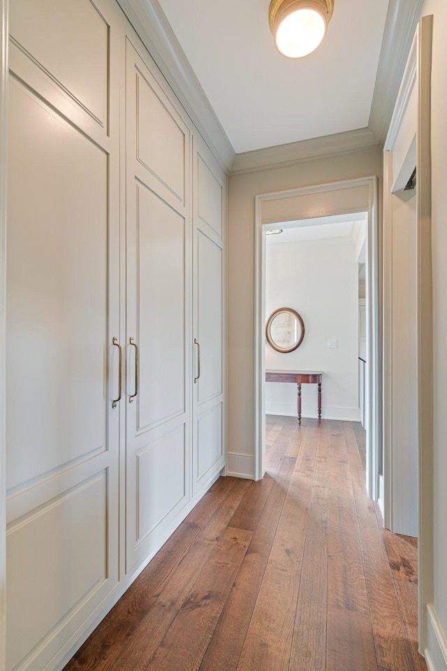 4535 Peytonsville Rd, Franklin, TN 37064 - hall with crown molding, baseboards, and dark wood finished floors