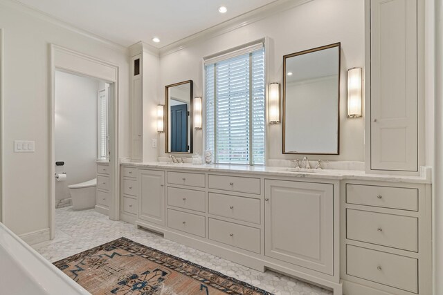 4535 Peytonsville Rd, Franklin, TN 37064 - full bathroom featuring a sink, ornamental molding, and double vanity
