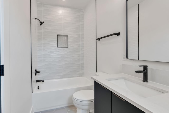 418 Mercomatic Dr, Nashville, TN 37209 - bathroom featuring toilet, vanity, bathing tub / shower combination, and tile patterned floors