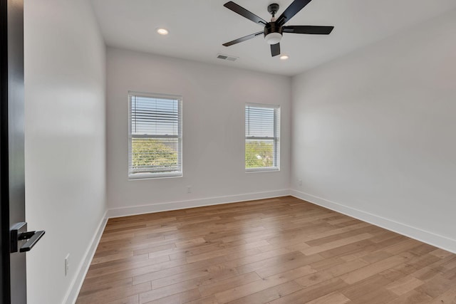 418 Mercomatic Dr, Nashville, TN 37209 - empty room featuring baseboards, a ceiling fan, recessed lighting, and light wood-type flooring