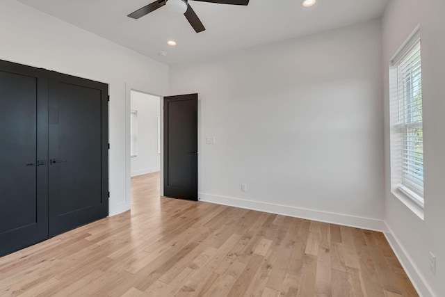 418 Mercomatic Dr, Nashville, TN 37209 - unfurnished bedroom featuring light wood-style flooring, recessed lighting, baseboards, and ceiling fan
