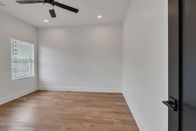 418 Mercomatic Dr, Nashville, TN 37209 - spare room featuring ceiling fan, recessed lighting, light wood finished floors, and baseboards