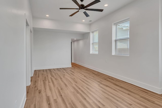 418 Mercomatic Dr, Nashville, TN 37209 - unfurnished room featuring light wood-type flooring, baseboards, ceiling fan, and recessed lighting