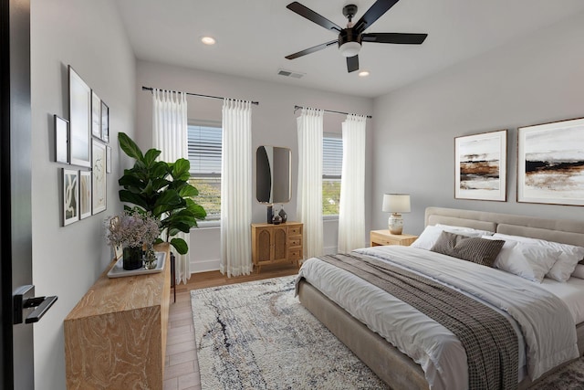 418 Mercomatic Dr, Nashville, TN 37209 - bedroom with wood finished floors, recessed lighting, and a ceiling fan