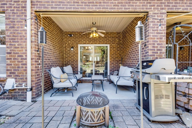 view of patio / terrace featuring an outdoor living space and a ceiling fan