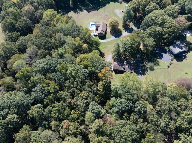 drone / aerial view with a forest view