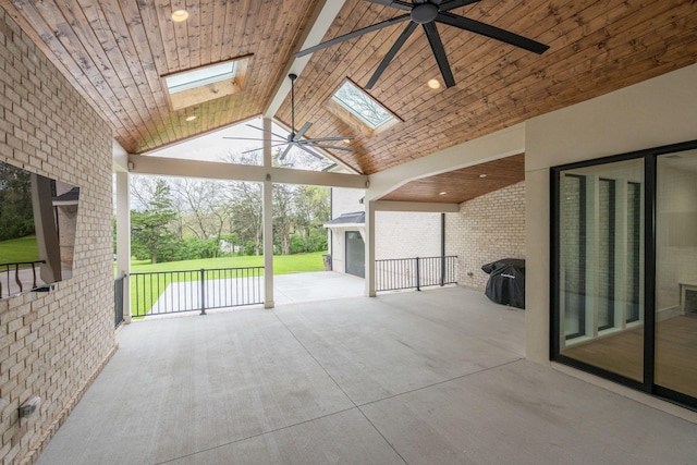view of patio featuring grilling area and ceiling fan