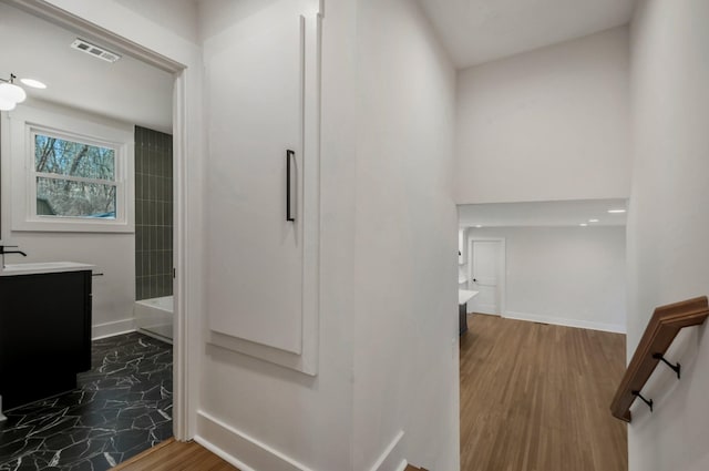 931 Downey Dr, Nashville, TN 37205 - interior space with visible vents, baseboards, wood finished floors, and vanity