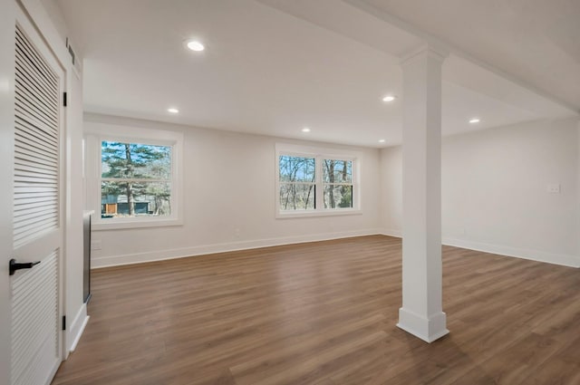 931 Downey Dr, Nashville, TN 37205 - below grade area with baseboards, wood finished floors, and recessed lighting