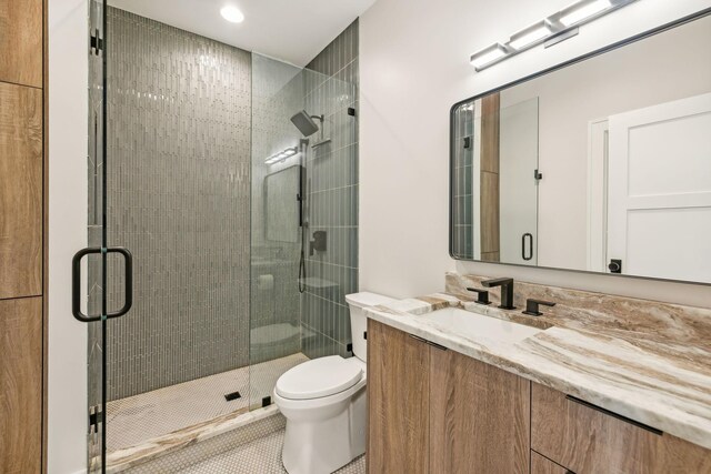 6490 Peytonsville Arno Rd, College Grove, TN 37046 - full bath with recessed lighting, toilet, tile patterned flooring, and a stall shower