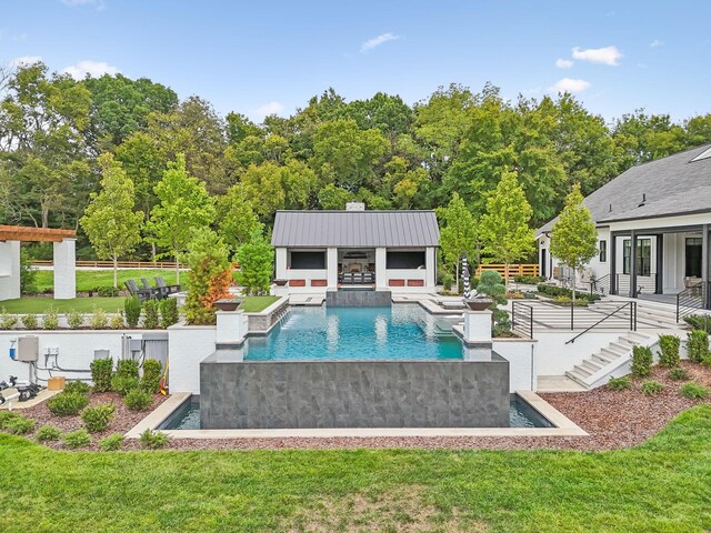 6490 Peytonsville Arno Rd, College Grove, TN 37046 - pool featuring a lawn, fence, and a patio area