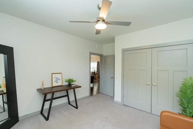 782 Riverfront Pkwy Unit 301, Chattanooga, TN 37402 - interior space with ceiling fan, baseboards, a closet, and light colored carpet